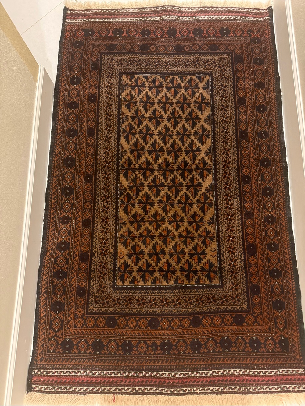 Vintage Persian Baluch Hand Knotted Wool Textile Made in Iran